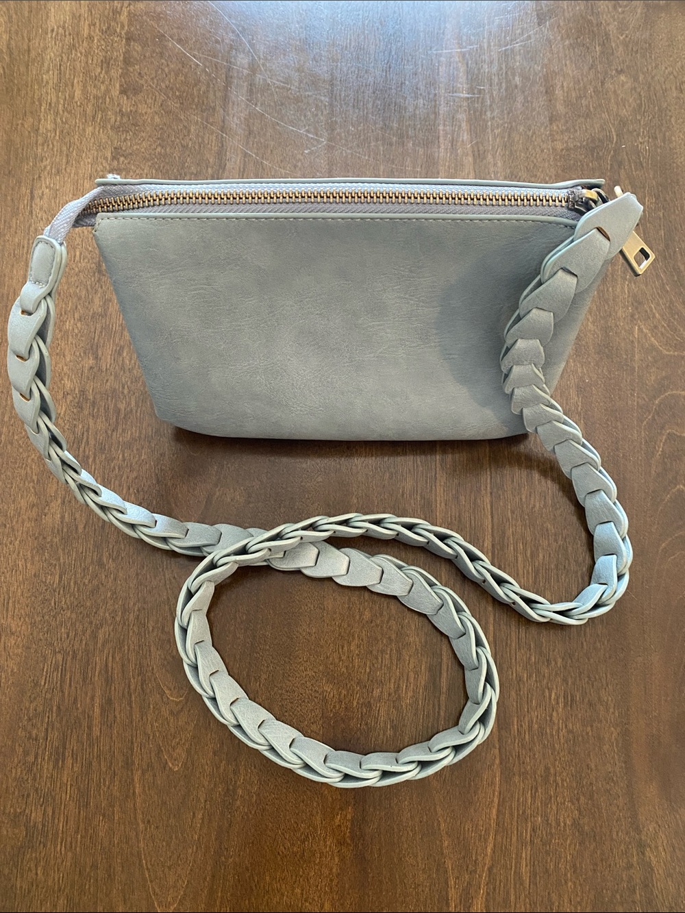 Dusty Blue Braided Strap Crossbody Bag - Women